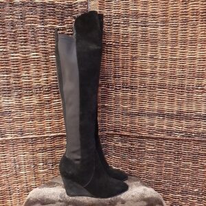 Free People Charles David Edie Leather Knee High Riding Boots Womens 6 Black